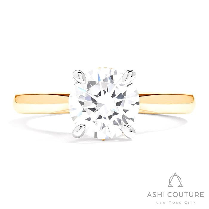 Bridal Solitaire Round Semi-Mount Engagement Ring in Yellow and White Gold