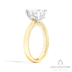Bridal Solitaire Round Semi-Mount Engagement Ring in Yellow and White Gold