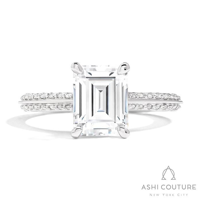 Bridal Knife-Edge Emerald Semi-Mount Engagement Ring in White Gold