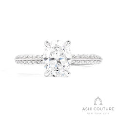 Bridal Knife-Edge Oval Semi-Mount Engagement Ring in White Gold