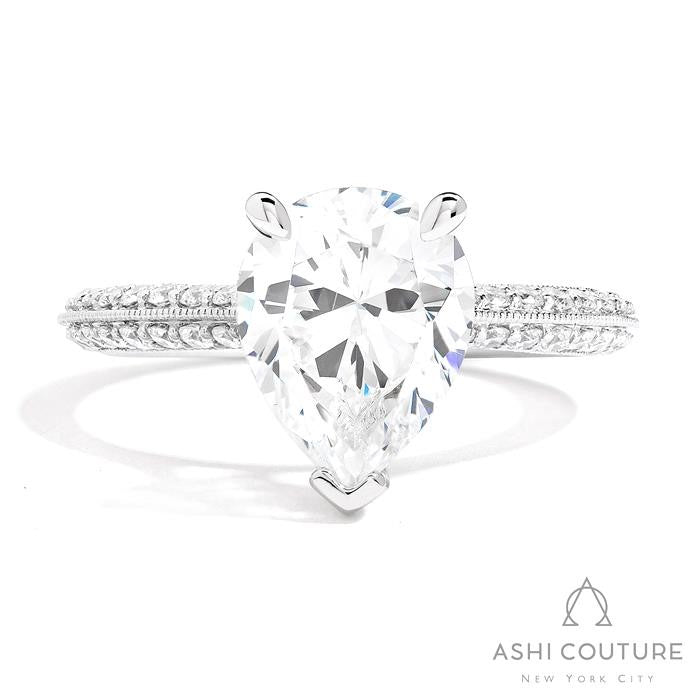 Bridal Knife-Edge Pear Semi-Mount Engagement Ring in White Gold