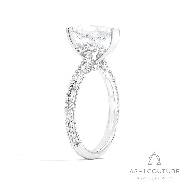 Bridal Knife-Edge Pear Semi-Mount Engagement Ring in White Gold