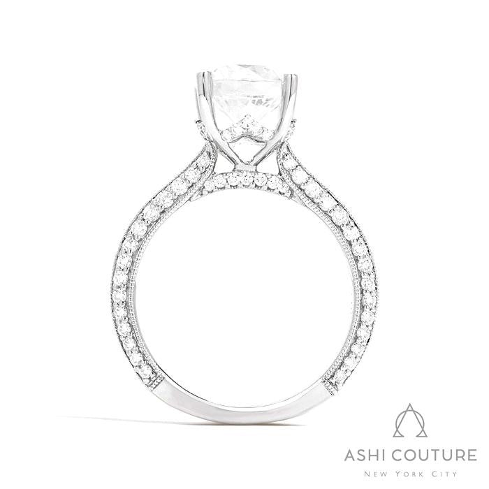 Bridal Knife-Edge Round Semi-Mount Engagement Ring in White Gold
