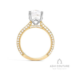 Bridal Knife-Edge Round Semi-Mount Engagement Ring in Yellow and White Gold