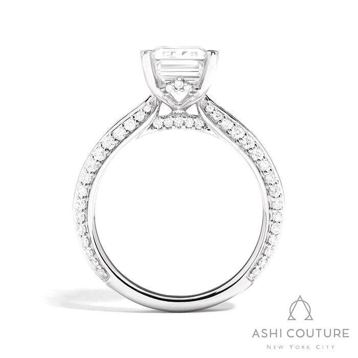 Bridal Knife-Edge Emerald Semi-Mount Engagement Ring in White Gold