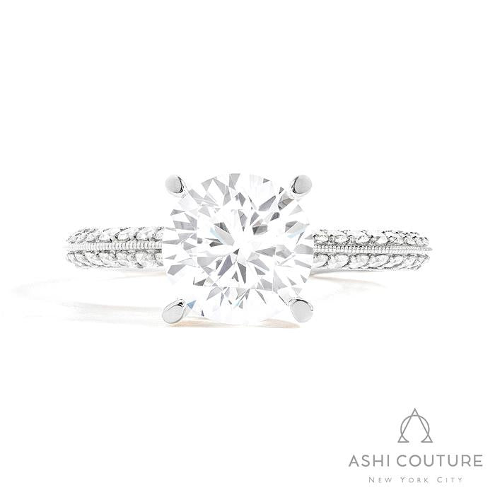 Bridal Knife-Edge Round Semi-Mount Engagement Ring in White Gold