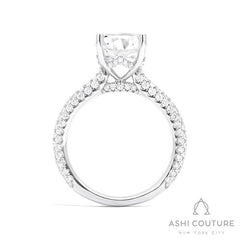 Bridal 3-Row Pave Round Semi-Mount Engagement Ring in White Gold