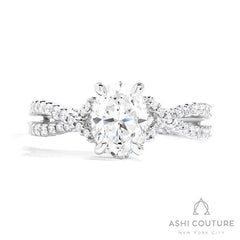 Bridal Bypass Oval Semi-Mount Engagement Ring in White Gold
