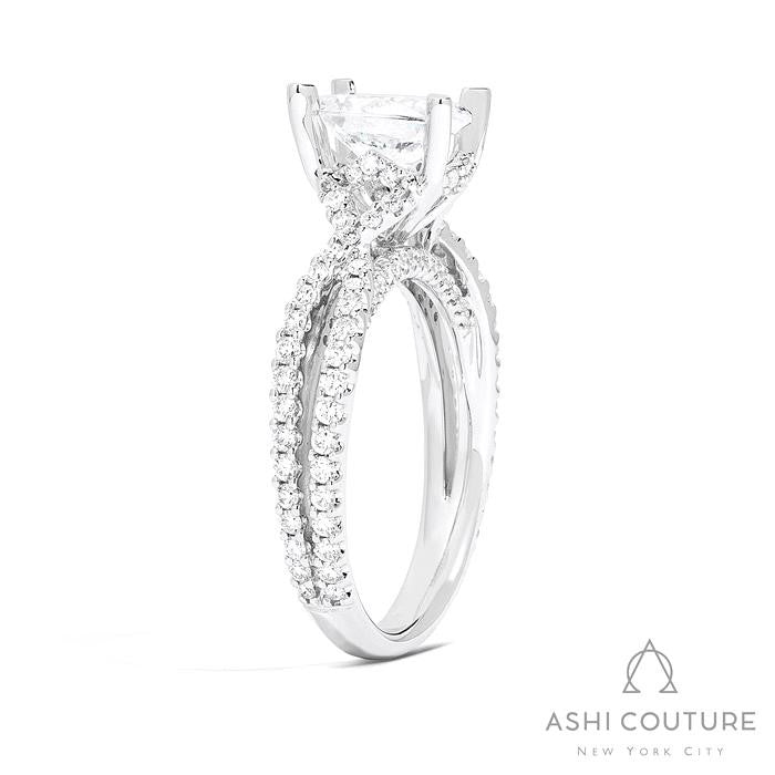 Bridal Bypass Oval Semi-Mount Engagement Ring in White Gold