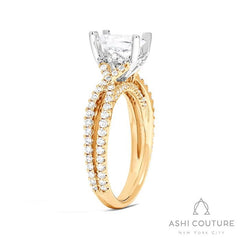 Bridal Bypass Oval Semi-Mount Engagement Ring in Yellow and White Gold