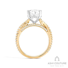 Bridal Bypass Oval Semi-Mount Engagement Ring in Yellow and White Gold