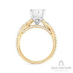 Bridal Bypass Pear Semi-Mount Engagement Ring in Yellow and White Gold