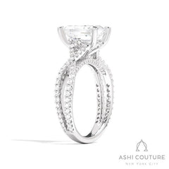 Bridal Bypass Emerald Semi-Mount Engagement Ring in White Gold