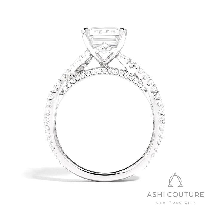 Bridal Bypass Emerald Semi-Mount Engagement Ring in White Gold