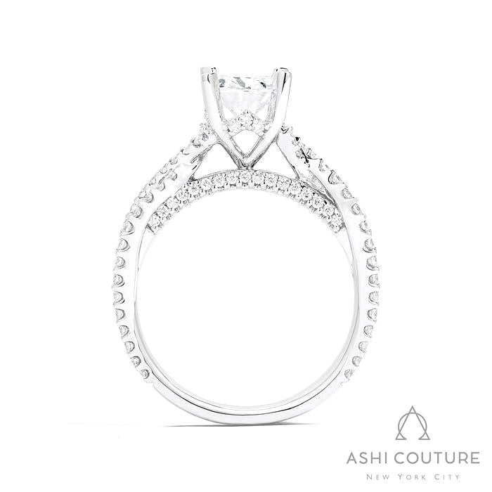 Bridal Bypass Oval Semi-Mount Engagement Ring in White Gold