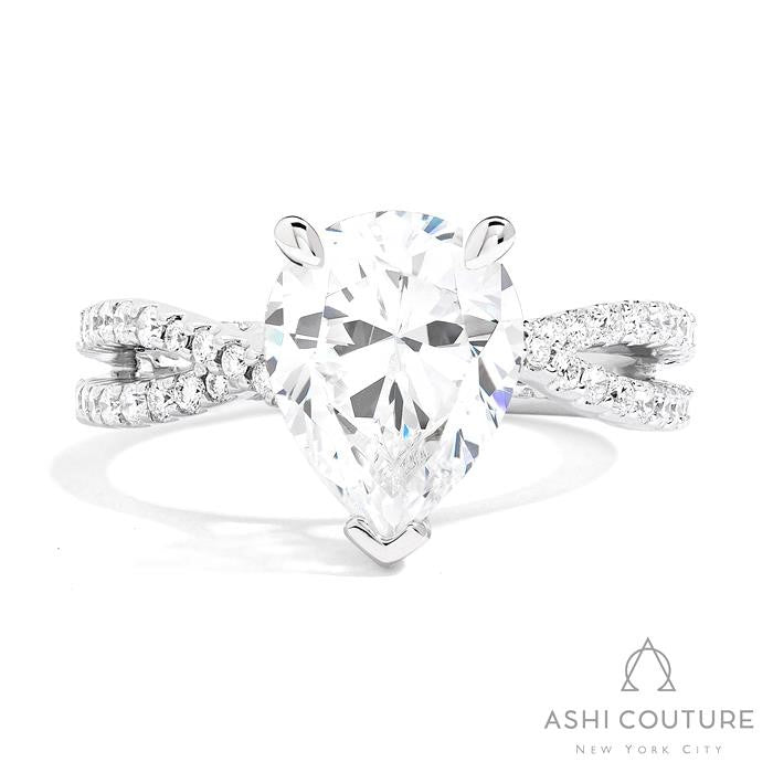 Bridal Bypass Pear Semi-Mount Engagement Ring in White Gold