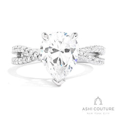 Bridal Bypass Pear Semi-Mount Engagement Ring in White Gold