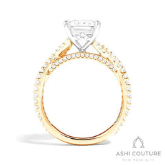 Bridal Bypass Emerald Semi-Mount Engagement Ring in Yellow and White Gold