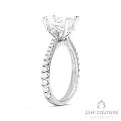 Bridal Classic Diamond Pave Oval Semi-Mount Engagement Ring in White Gold