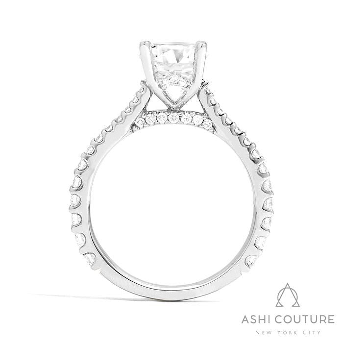 Bridal Classic Diamond Pave Oval Semi-Mount Engagement Ring in White Gold
