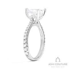 Bridal Classic Diamond Pave Pear Semi-Mount Engagement Ring in White Gold