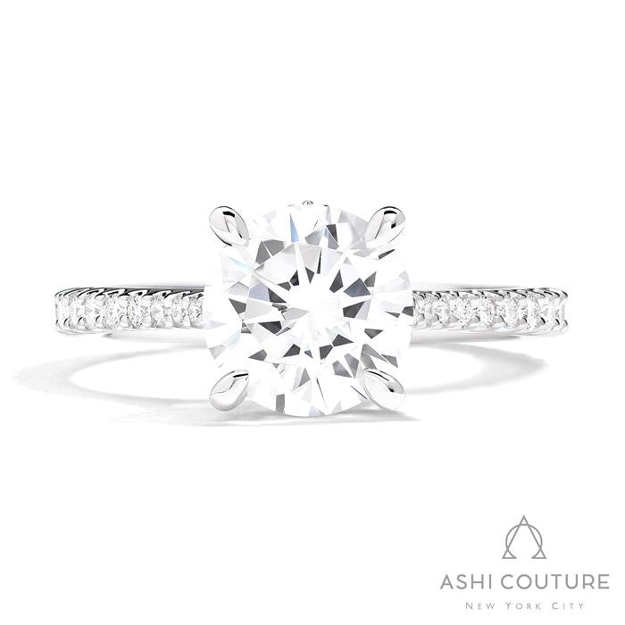 Bridal Classic Diamond Pave Round Semi-Mount Engagement Ring in White Gold
