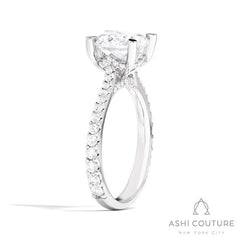 Bridal Classic Diamond Pave Round Semi-Mount Engagement Ring in White Gold