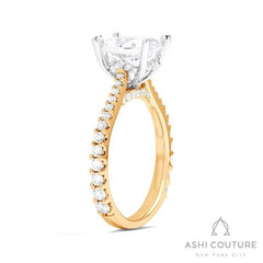 Bridal Classic Diamond Pave Oval Semi-Mount Engagement Ring in Yellow and White Gold
