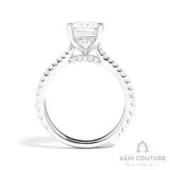 Bridal Classic Diamond Pave Emerald Semi-Mount Engagement Ring in White Gold