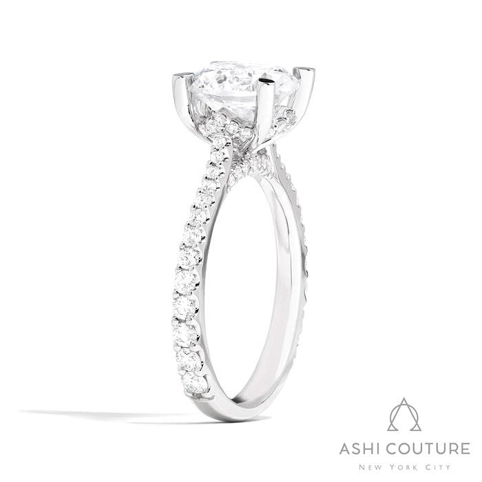 Bridal Classic Diamond Pave Round Semi-Mount Engagement Ring in White Gold