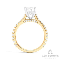 Bridal Classic Diamond Pave Oval Semi-Mount Engagement Ring in Yellow and White Gold
