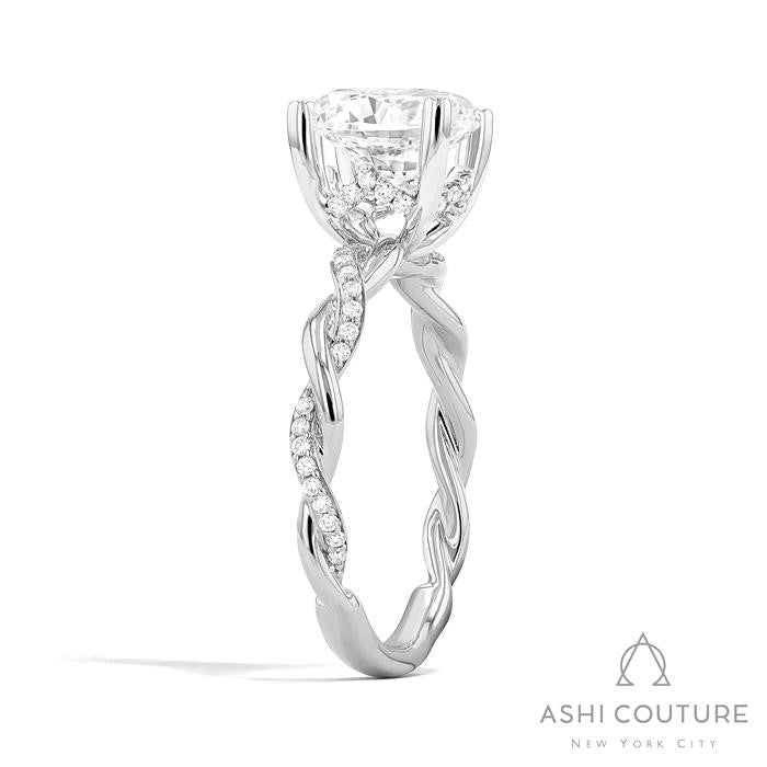 Bridal Alternate Diamond Twisted Round Semi-Mount Engagement Ring in White Gold