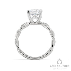 Bridal Alternate Diamond Twisted Round Semi-Mount Engagement Ring in White Gold