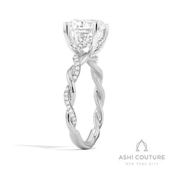 Bridal Alternate Diamond Twisted Round Semi-Mount Engagement Ring in White Gold