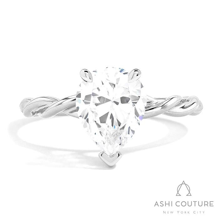 Bridal Pear Twisted Semi-Mount Engagement Ring in White Gold