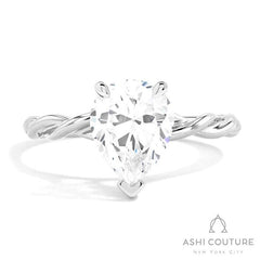 Bridal Pear Twisted Semi-Mount Engagement Ring in White Gold