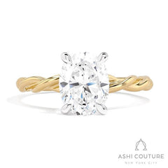 Bridal Oval Twisted Semi-Mount Engagement Ring in Yellow and White Gold