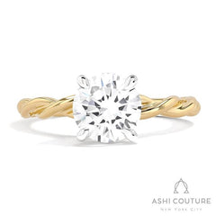Bridal Round Twisted Semi-Mount Engagement Ring in Yellow and White Gold