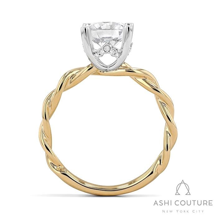 Bridal Round Twisted Semi-Mount Engagement Ring in Yellow and White Gold