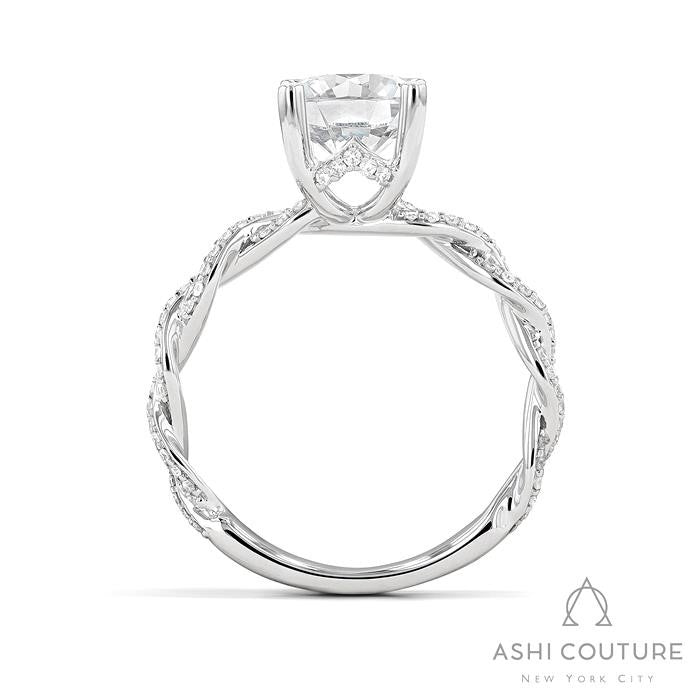 Bridal Diamond Twisted Round Semi-Mount Engagement Ring in White Gold