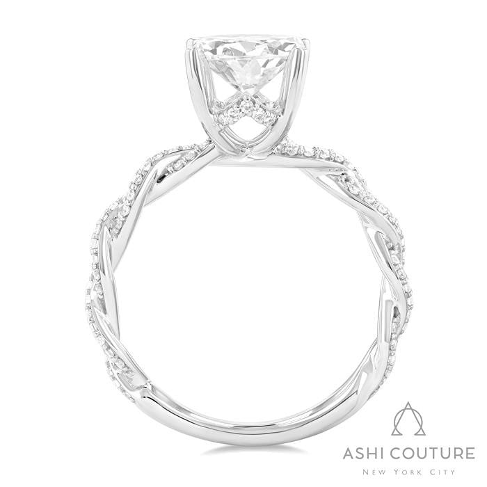 Bridal Diamond Twisted Emerald Semi-Mount Engagement Ring in White Gold