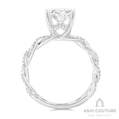 Bridal Diamond Twisted Emerald Semi-Mount Engagement Ring in White Gold