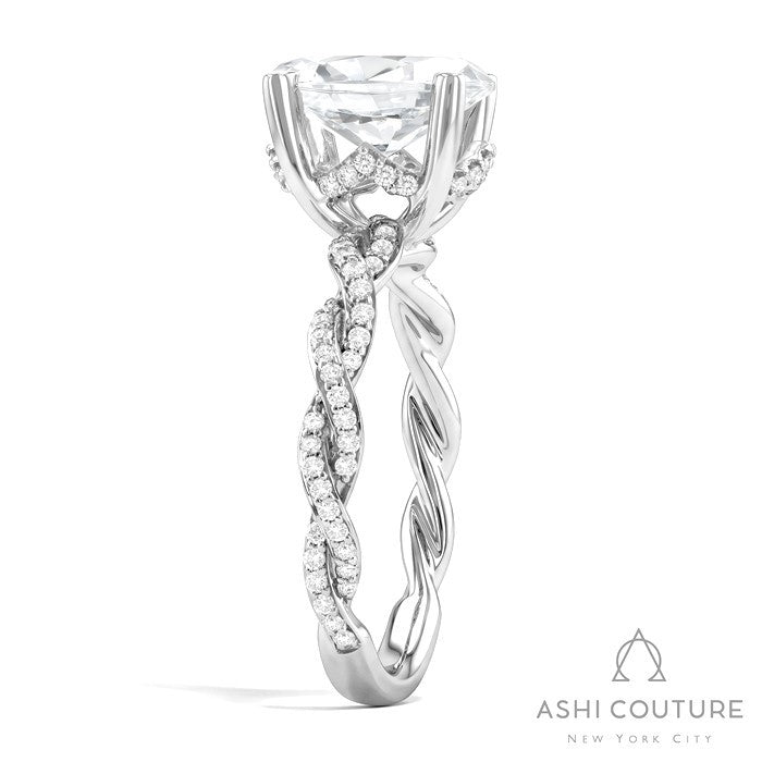 Bridal Diamond Twisted Oval Semi-Mount Engagement Ring in White Gold