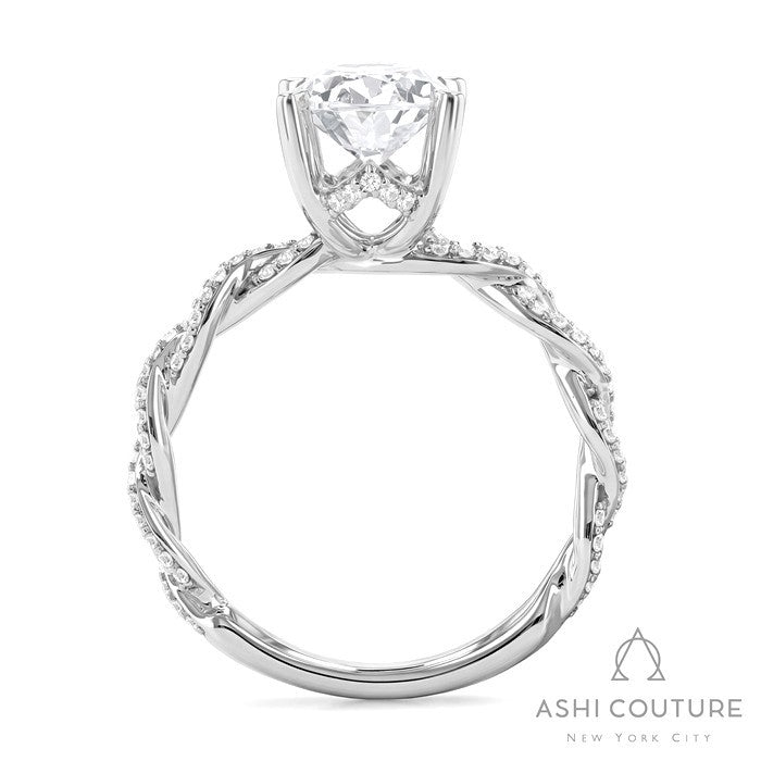 Bridal Diamond Twisted Oval Semi-Mount Engagement Ring in White Gold