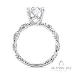 Bridal Diamond Twisted Oval Semi-Mount Engagement Ring in White Gold