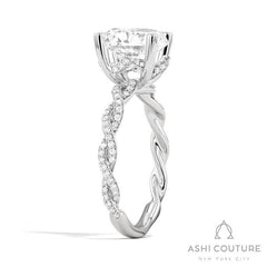Bridal Diamond Twisted Round Semi-Mount Engagement Ring in White Gold