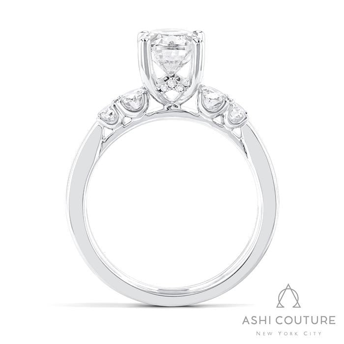 Bridal Oval 5-Stone Semi-Mount Engagement Ring in White Gold