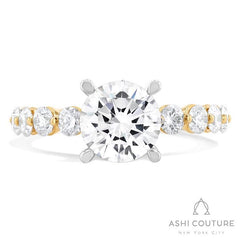 Bridal Round Shape Semi-Mount Engagement Ring in Yellow and White Gold