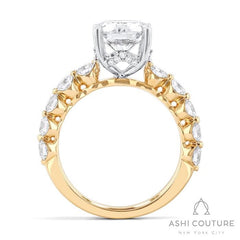 Bridal Round Shape Semi-Mount Engagement Ring in Yellow and White Gold