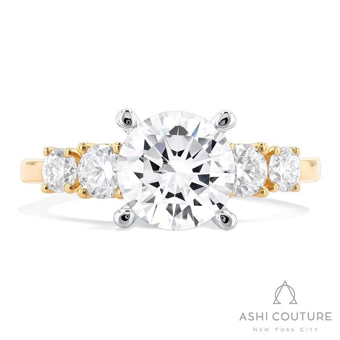 5-Stone Semi-Mount Engagement Ring in Yellow and White Gold